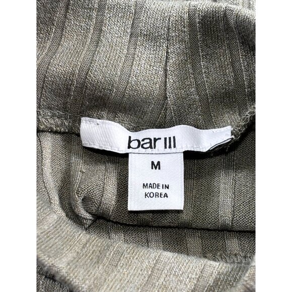 Bar III Womens Short Sleeve Ribbed Mock Neck Top M Side Button Detail Olive - Picture 5 of 11